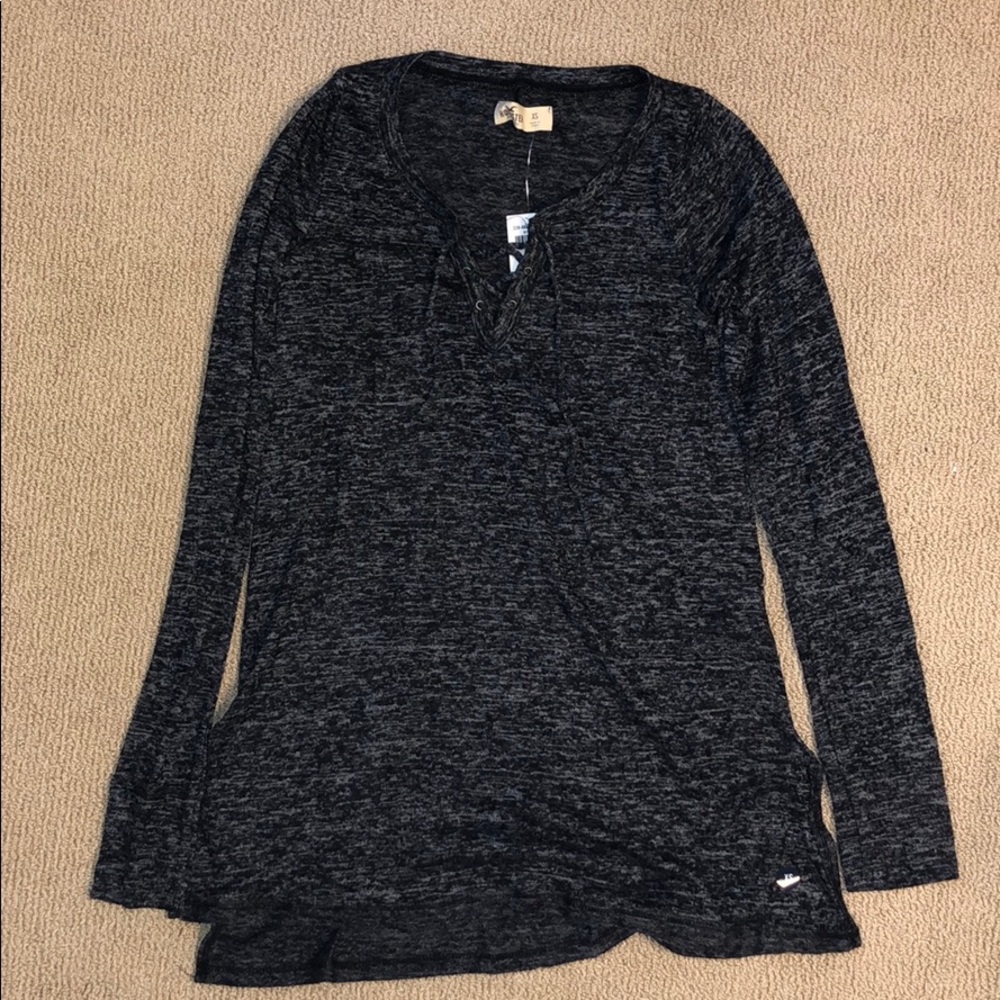 Hollister Black and Grey Long Sleeve Shirt